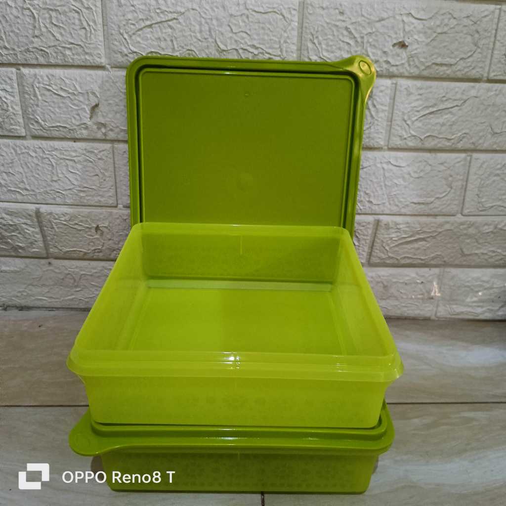 Mosaic snack store kapasitas 2.9 liter warna peach dan hijau tempat penyimpanan makanan