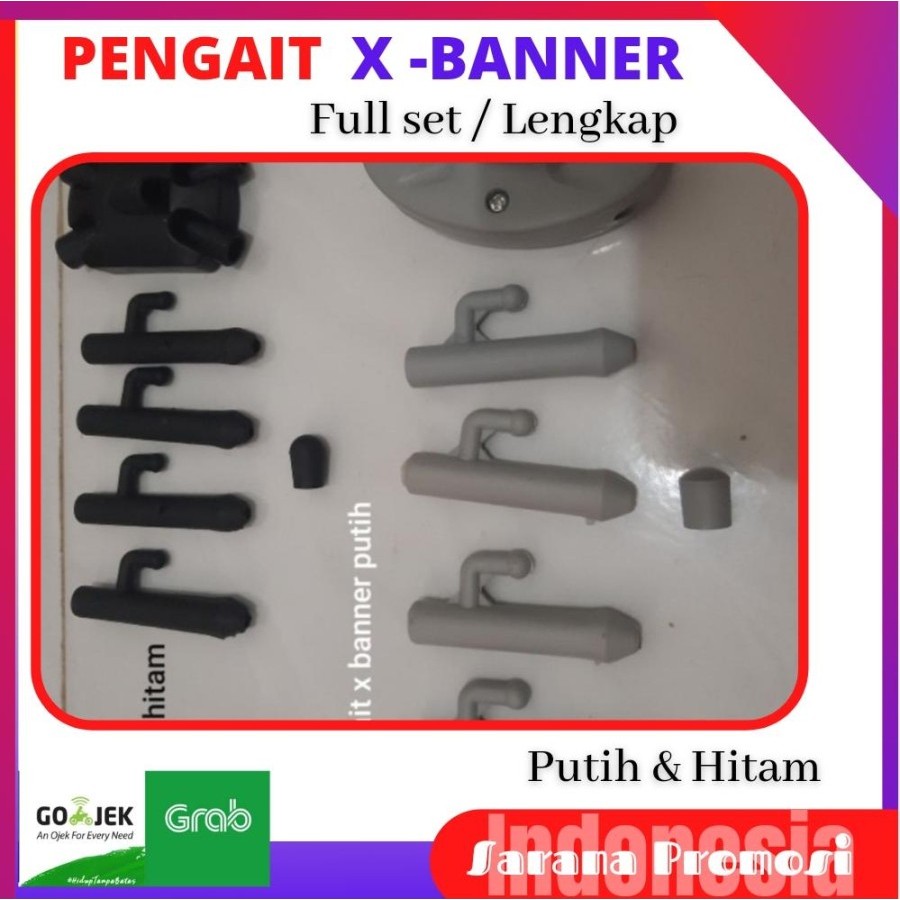 pengait x banner satu set tanpa tiang / x banner hitam dan putih