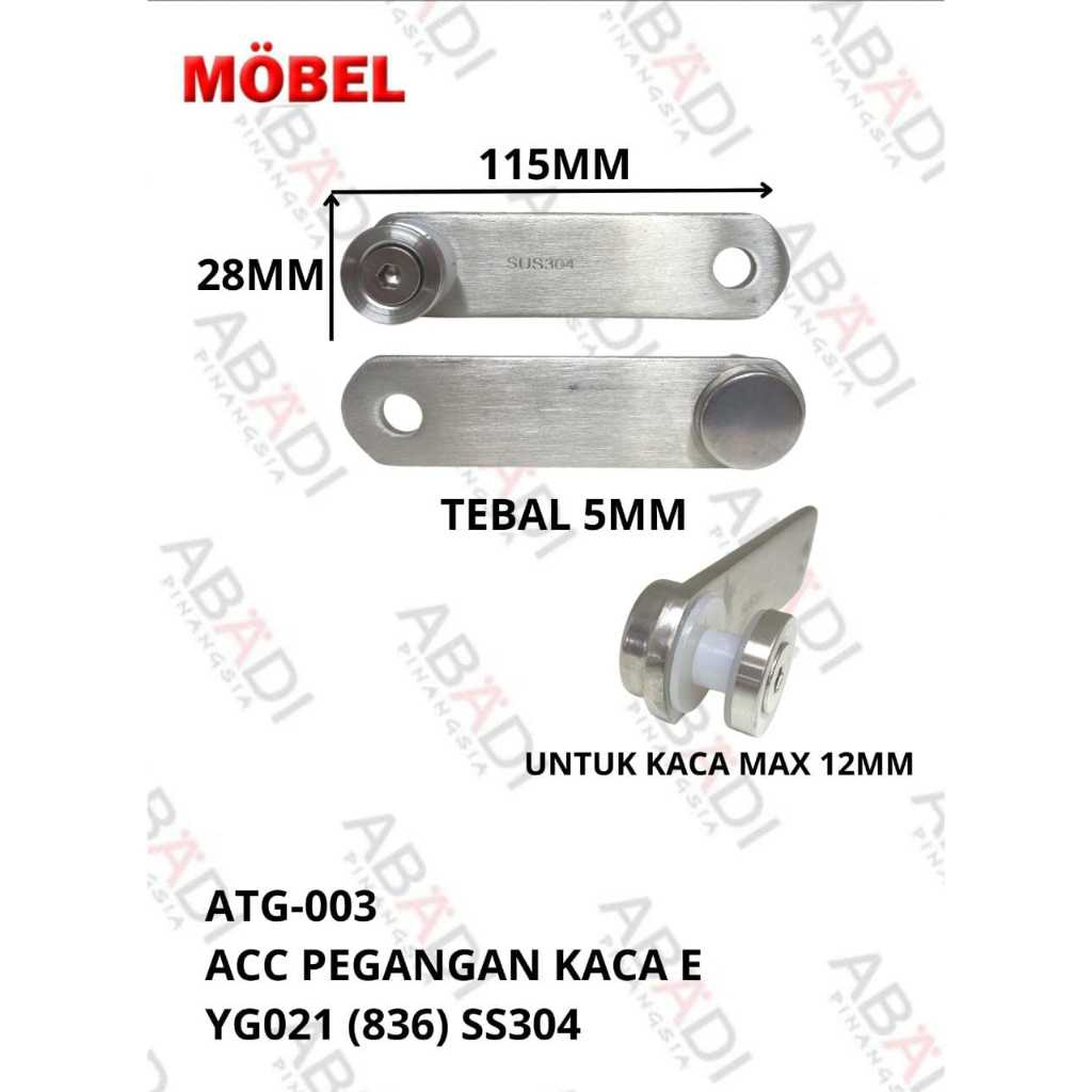 Pegangan Dudukan Railing Tangga Kaca Single Engkel Double