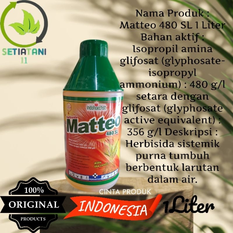 Herbisida Sistemik Matteo 480SL Mengandalikan Gulma Liar Kemasan 1Liter