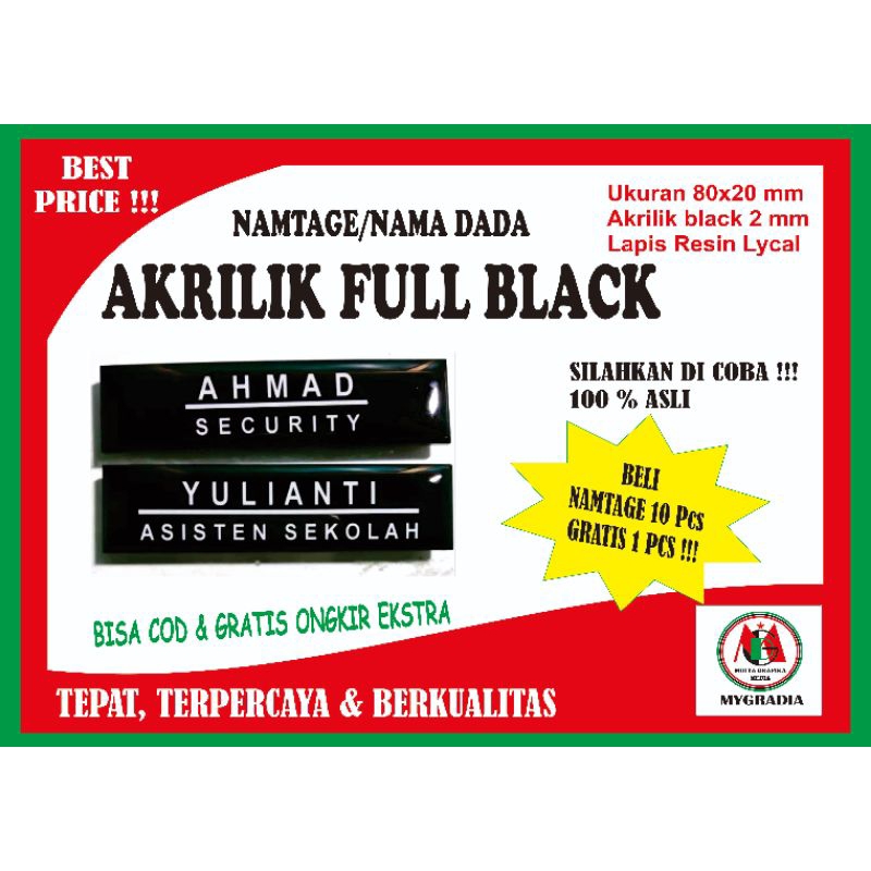 

Name tag / Nama Dada Akrilik Full Black