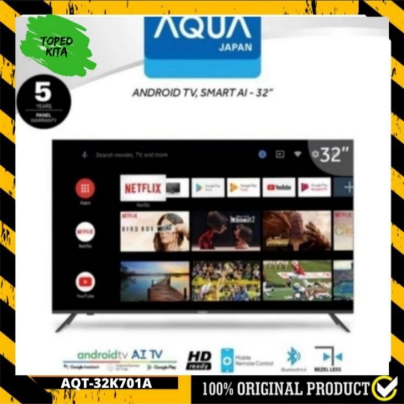 LED TV Smart HD AQUA 32" AQT-32K701A | 32 inch in Android AQT32K701A