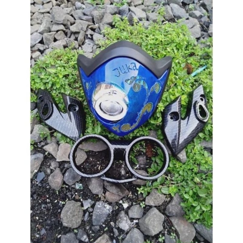 Reflektor lampu depan VIXION OLD COAK PROJI+Kupingan sen carbon+cover spidometer carbon VIXION OLD
