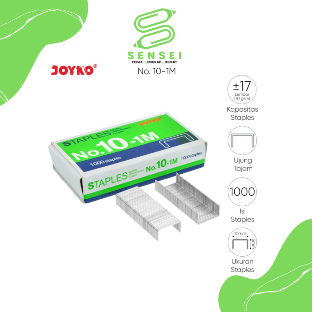 

Isi Staples JOYKO No. 10-1M (1 Kotak Kecil) / Isi Stapler Refill Stapler Joyko No. 10 / Isi Stapler Joyko No 10