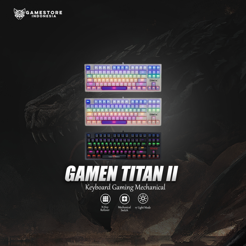 GAMEN Titan II Titan 2 Mechanical Pluggable Switch Blue Gaming Keyboard Wired