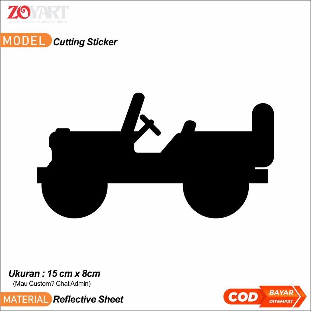 Sticker Siluet Willys, Sticker Jeep Willys, Sticker Jeep