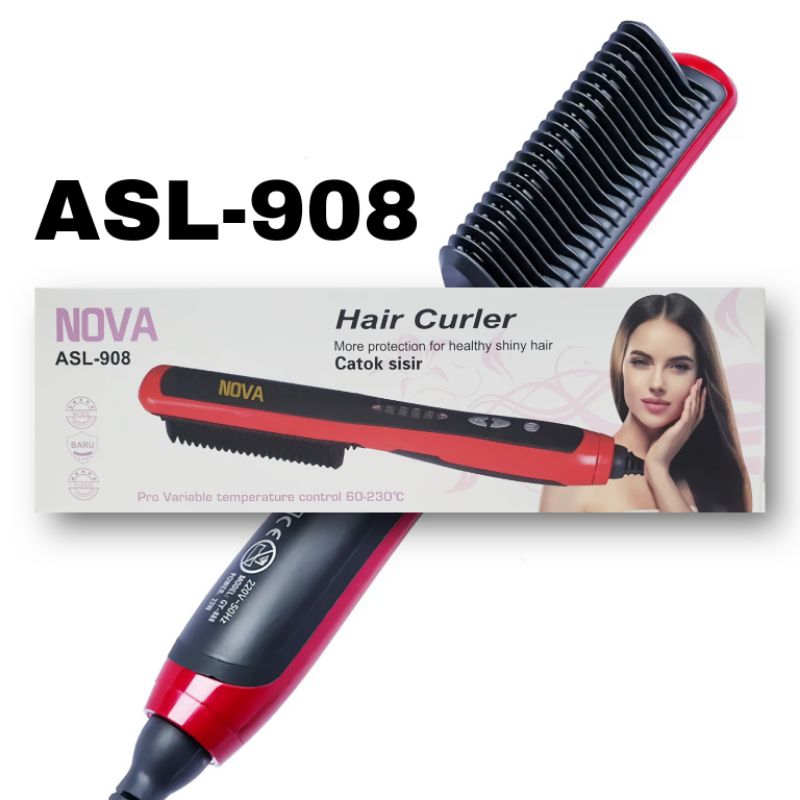 SISIR CATOKAN NOVA ASL-908 Sisir Salon Elektrik Sisir Pelurus Rambut Sisir Colokan