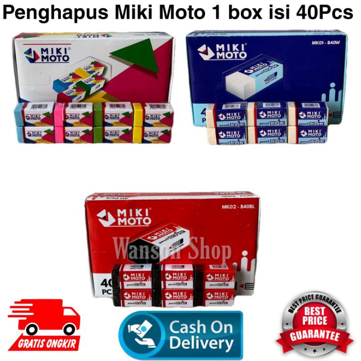

☊✵ PENGHAPUS PENSIL MIKI MOTO MURAH HARGA 1 BOX ISI 40PCS