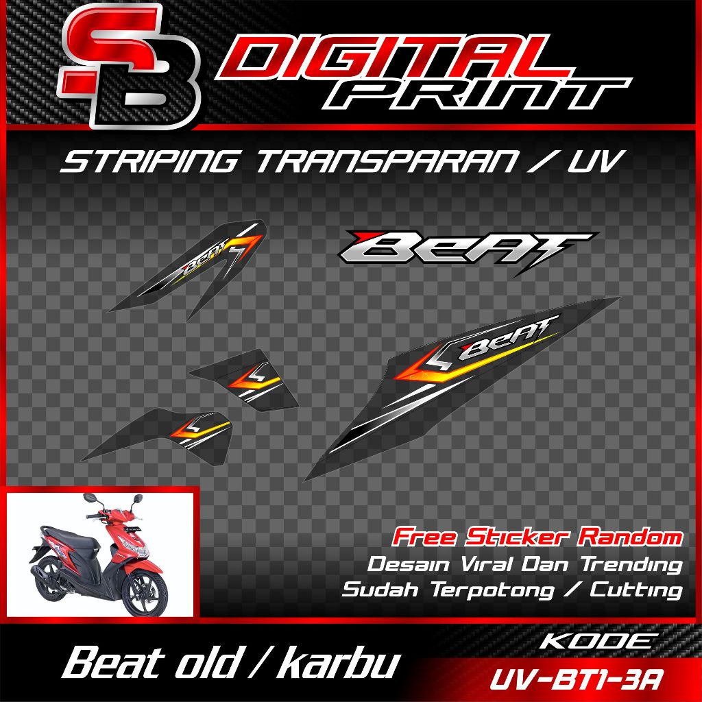 striping transparan beat karbu - striping simple beat old