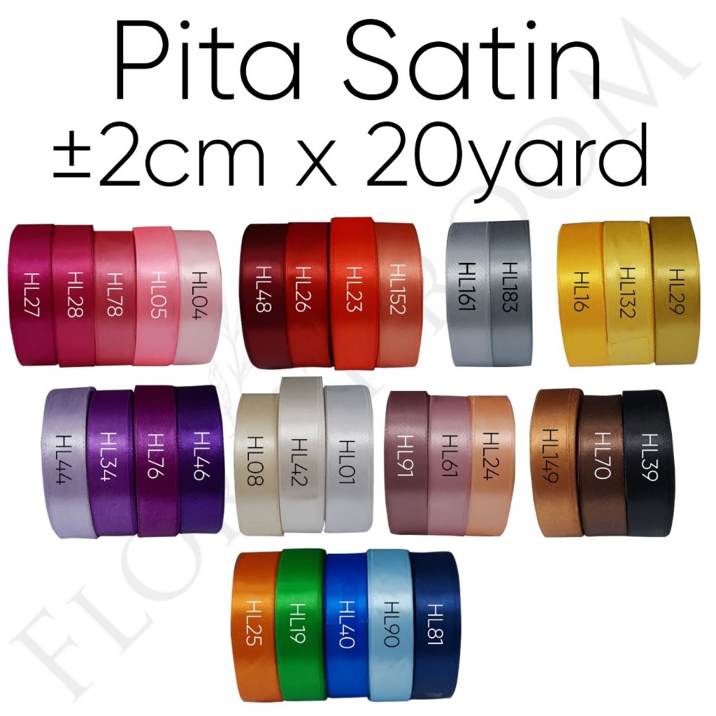 

Pita Satin ±2cm x 20 yard – Local Satin Ribbon – Kado – Hadiah - Valentine - rose - hampers