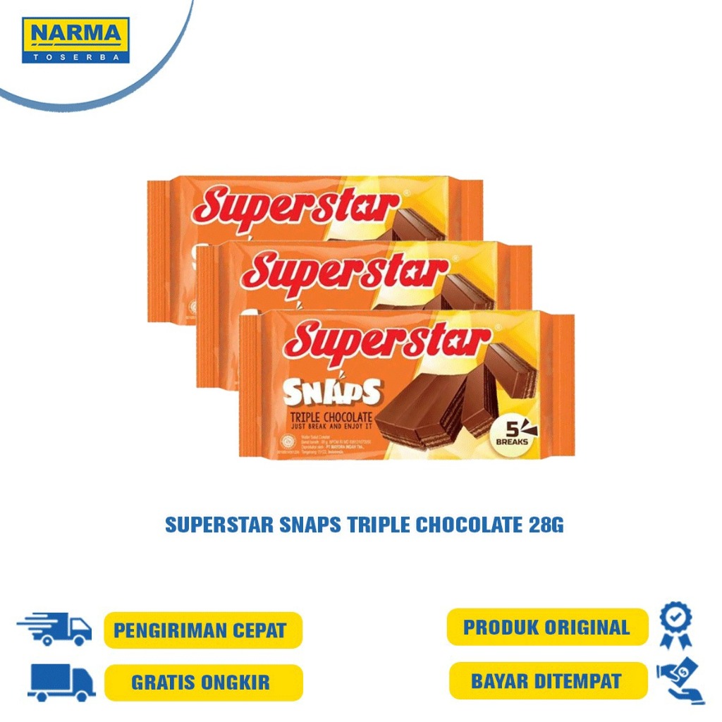 

SUPERSTAR SNAPS TRIPLE CHOCOLATE 28 GR/SUPERSTAR SNAPS COKLAT