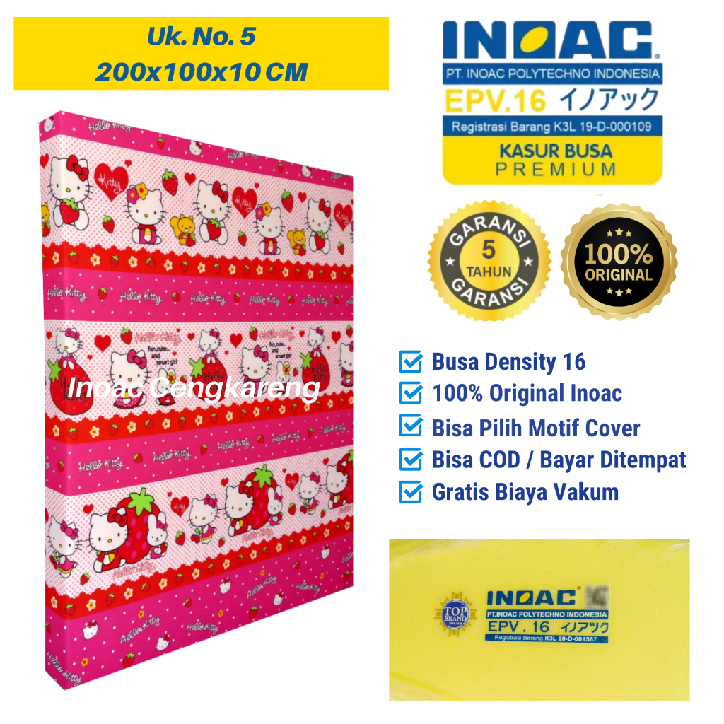 Kasur Busa Inoac D16 Ukuran Single 200x100x10 cm No 5 Original Garansi Resmi Anti Kempes 5 Tahun