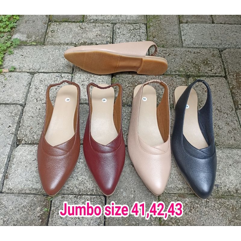Sepatu Sandal Kulit Asli Wanita Size Jumbo 41-43 - sepatu kulit magetan