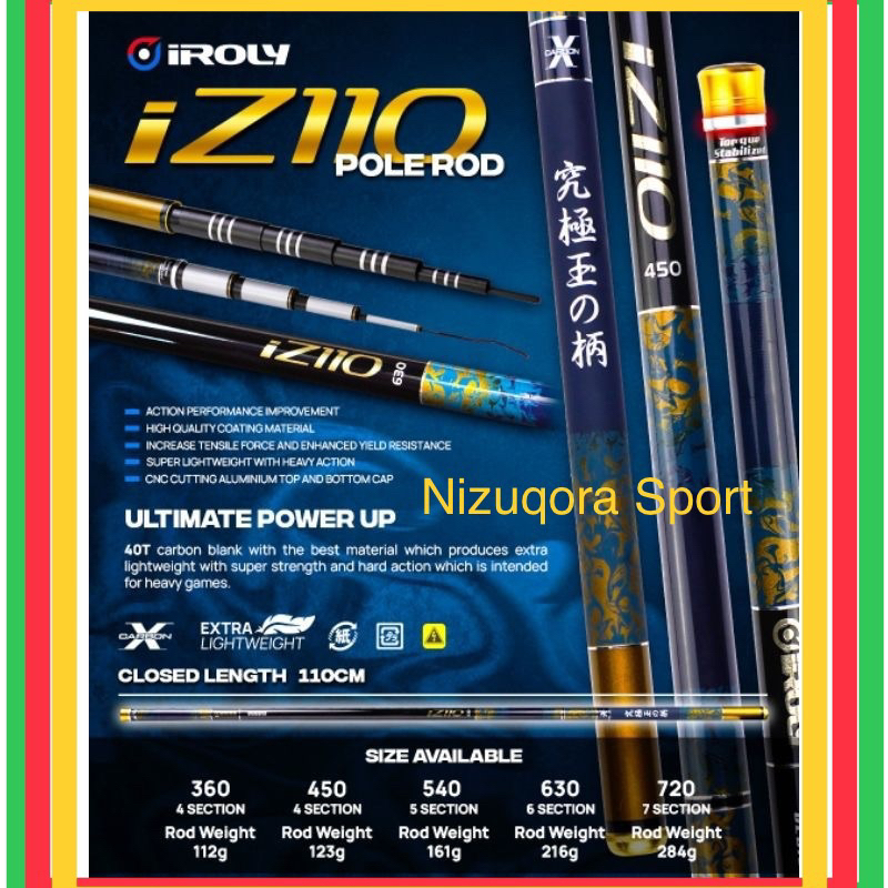 JORAN PANCING TEGEK IROLY IZ110 360 450 540 630 720 Super Ringan Bahan Carbon Kaku Murah