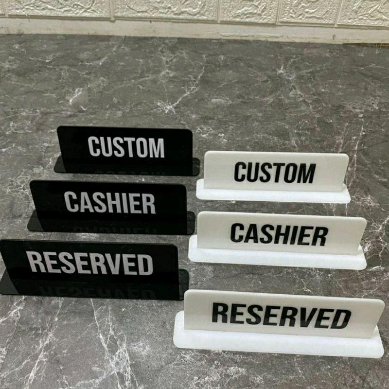 Akrilik Sign Meja Kasir/Reserved/Custom Akrilik Meja Kasir