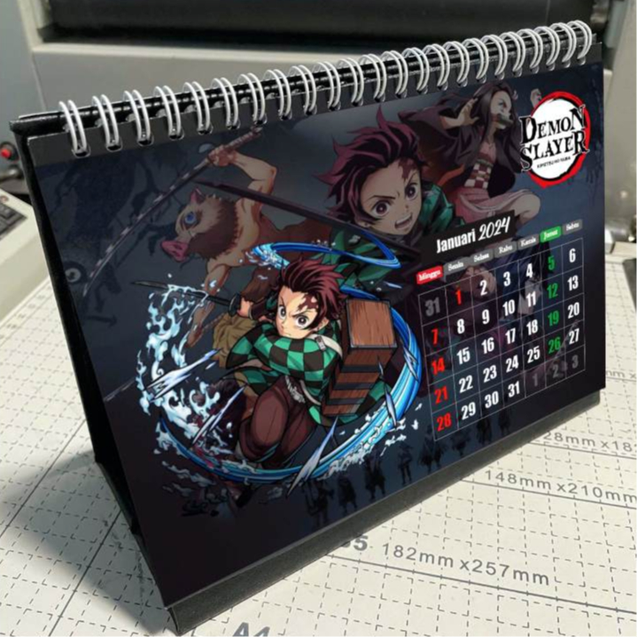 

Kalender Meja Duduk Desk Calendar Anime Demond Slayer 2025 Isi 12 Lembar Ukuran A5