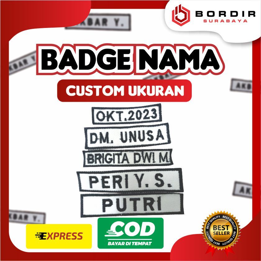 

Bordir Badge Nama Sekolah Bet Satpam NameTag Dada Custom