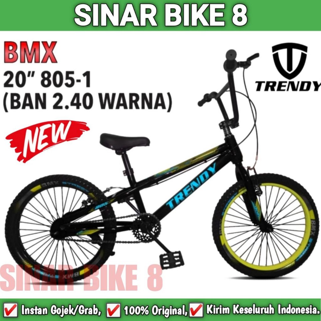 Sepeda Anak Laki BMX TRENDY 805-3 Ukuran 20 Inch Ban 2.40 Ban Warna