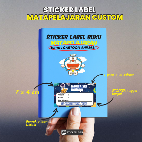 

Stiker Nama Anak sekolah Label Buku Pelajaran Custom free desain custom sticker Label Mata pelajaran isi 25 pcs