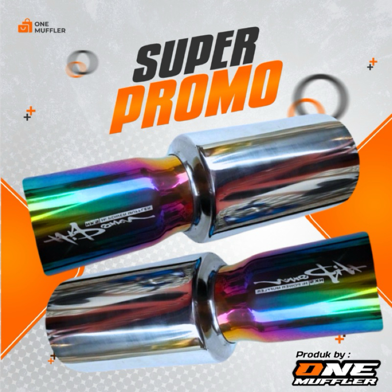 Knalpot Mobil Racing HKS HI POWER Rainbow Stainless Muffler Ujung Variasi Tabung Kenalpot Mufler Mob