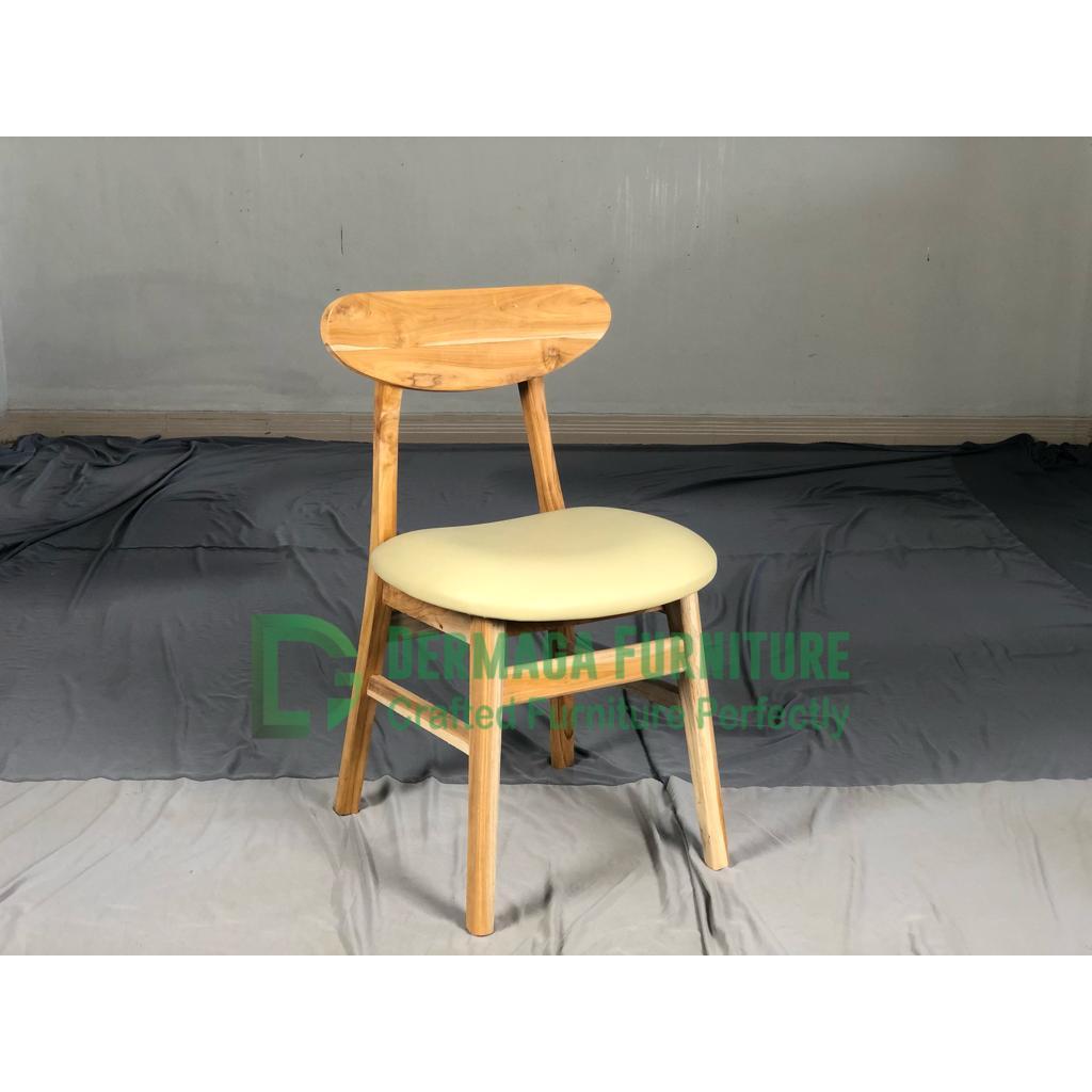 KURSI ROPAN KAYU JATI DUDUKAN JOK BUSA KAIN OSCAR MURAH MINIMALIS MAKAN DERMAGA FURNITURE JEPARA