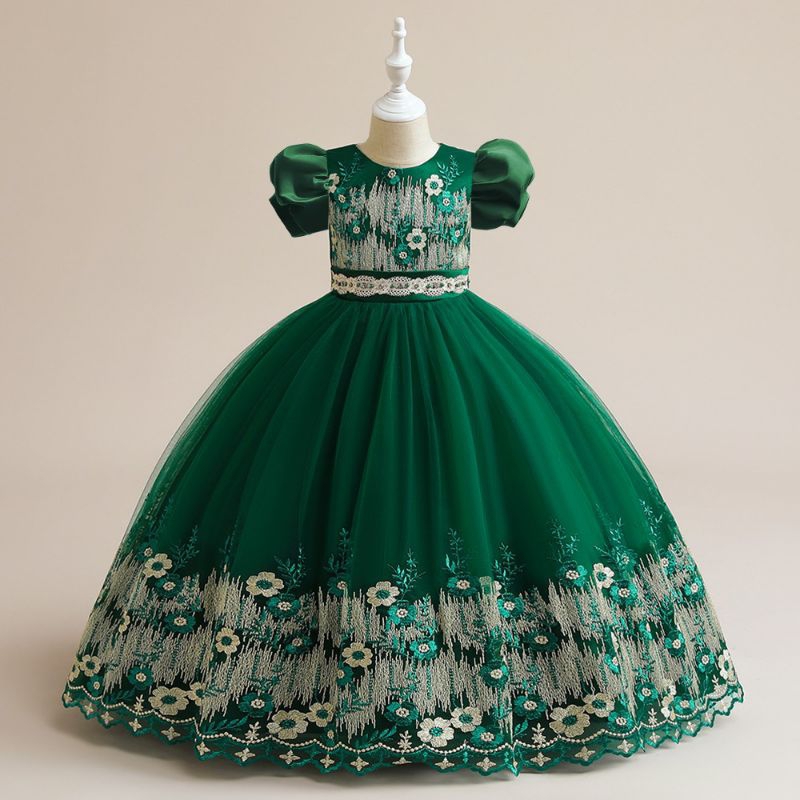 Gaun natal brokat anak perempuan/Gaun pesta import anak perempuan/Gaun kembang anak perempuan