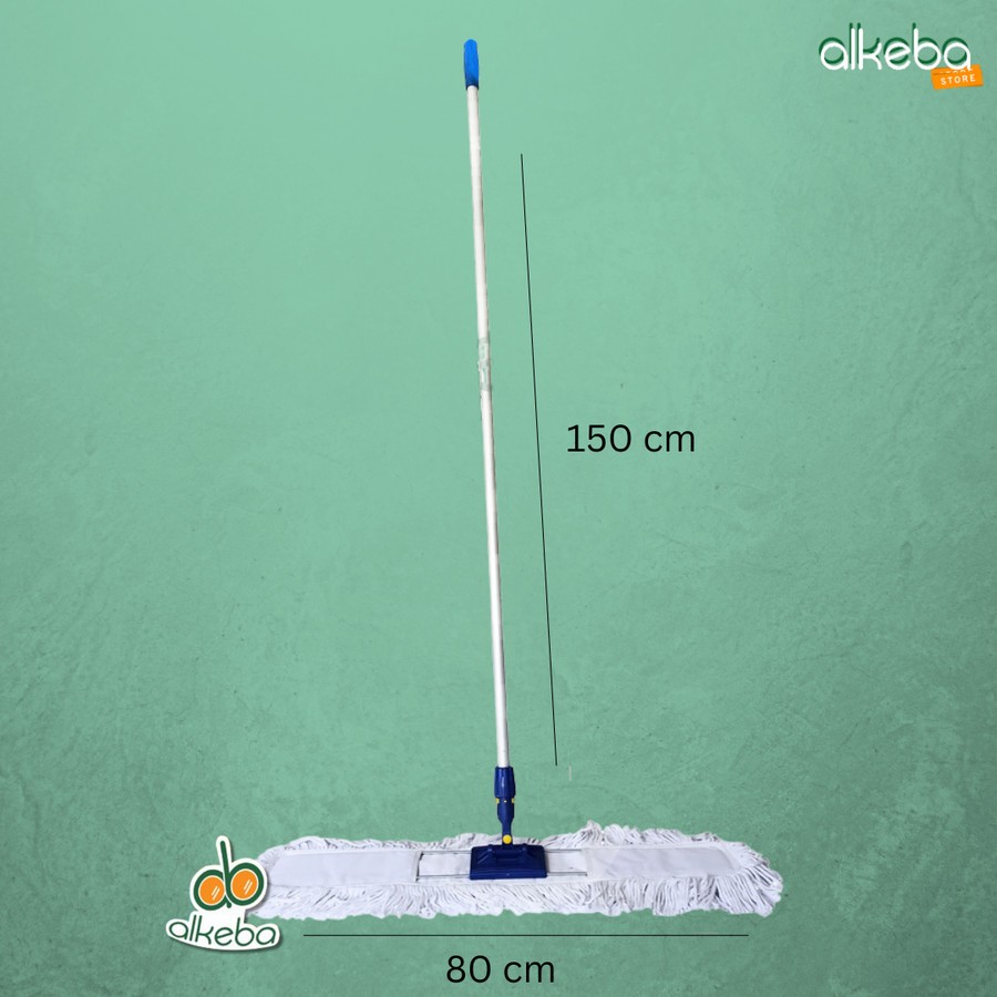 Lobby Duster set 80 cm Cotton Putih / sapu pel Kain Katun kering basah Pel Dorong Lobby