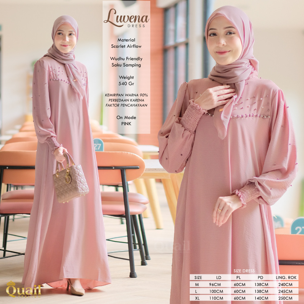 Gamis LUVENA Quail Hijab Original Dress Muslim Airflow Premium M XL XXL Terbaru COD Distributor Resm