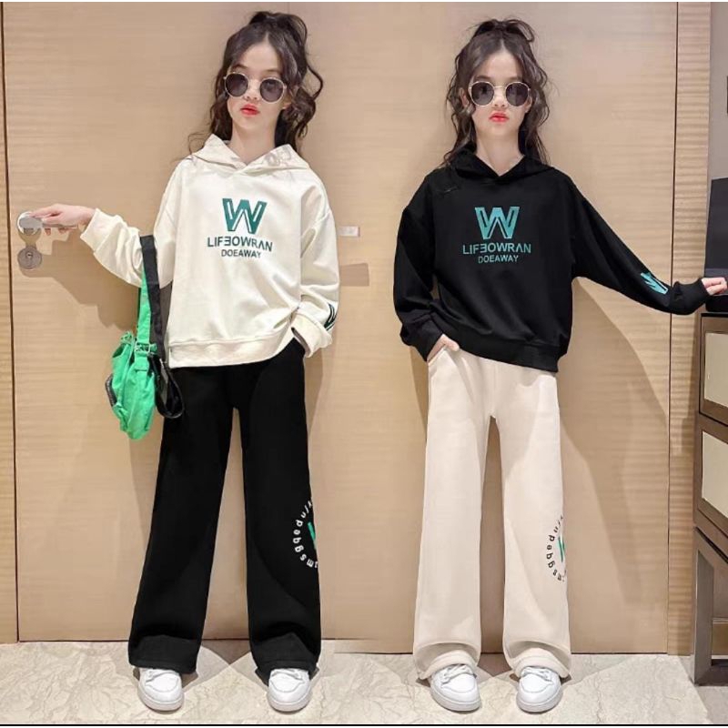 NEW ARRIVAL ONESET SETELAN ATASAN SWEATER HODIE + CELANA KULOT TEBAL IMPORT SUPER PREMIUM ANAK CEWE 