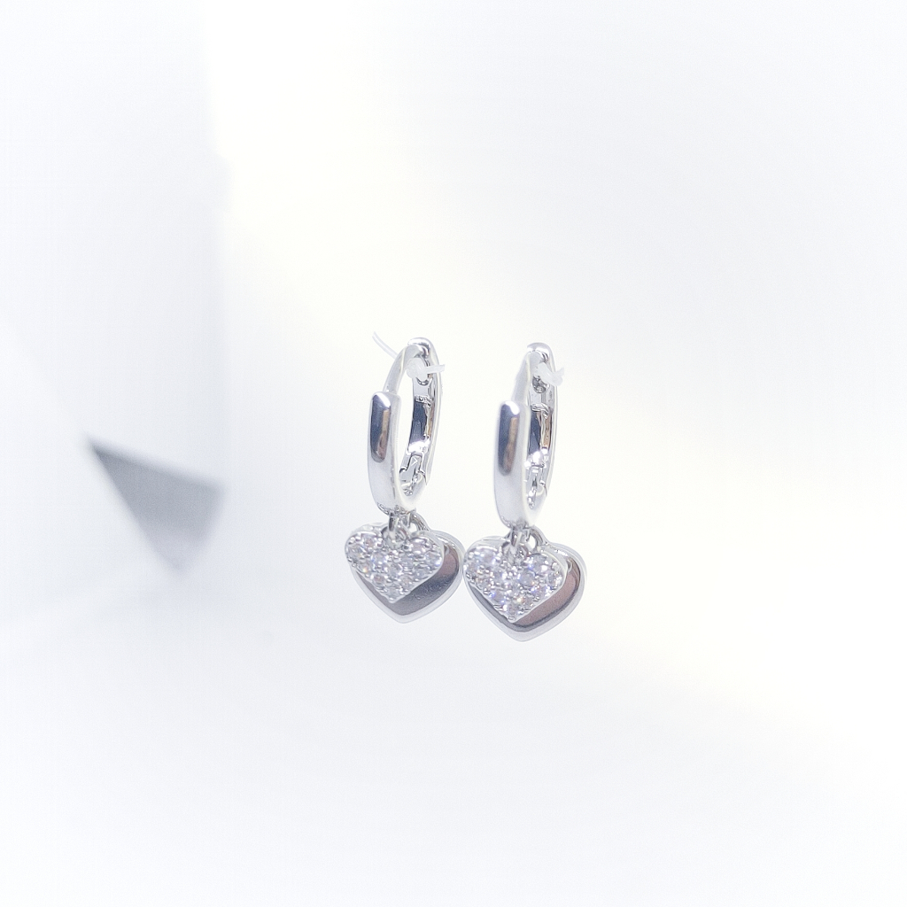 Anting Korean Style Anting Clip Bulat Motif Jurai Love Double 1394