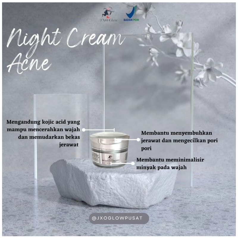 Night Cream Acne J'XO Glow Ecer