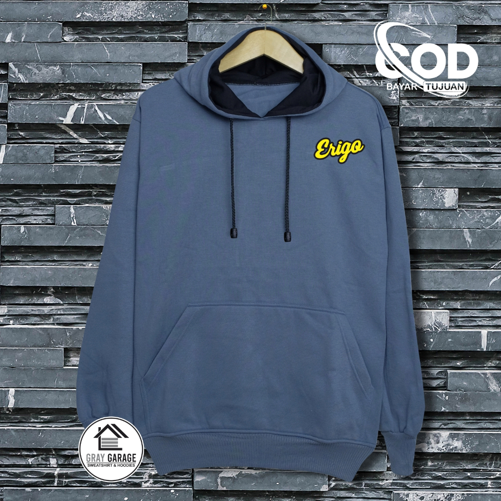Hoodie ERIGO Unisex Pria Wanita Lembut Premium Distro Size M L XL XXL Warna Abu Paralon Sweater Jump