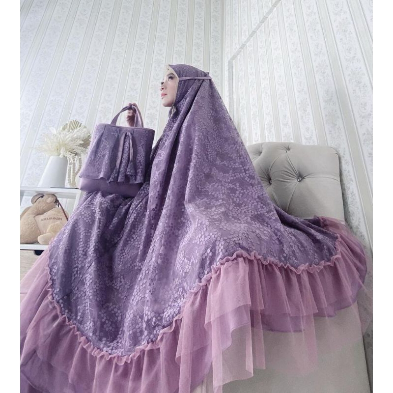 mukena dewasa brukat tille renda