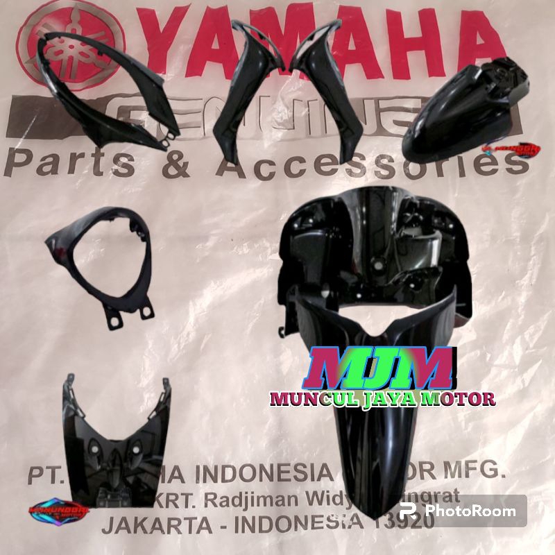 Paket Full Set Body Halus bagian Depan Fino FI 125 Hitam Glossy (9pcs) Original Yamaha genuine parts