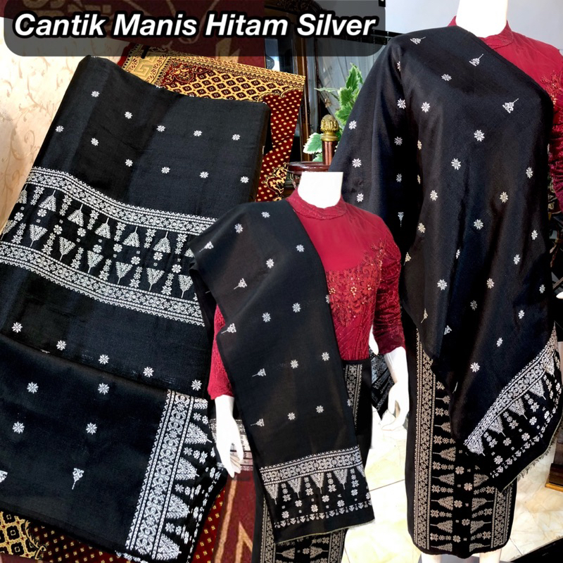 Songket Cantik Manis tretes mider / Hitam Silver /Songket Tenun Palembang asli Tenun Tangan/ilham so