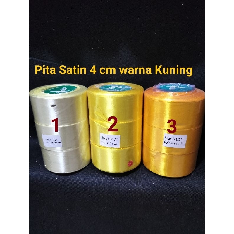 

Pita Satin 4 cm Per Roll 25 Yard Murah / Pita Satin 1.5 inchi - Kuning