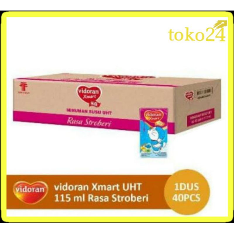 

Vidoran Xmart UHT Stroberi Milk 110 ml 1 Dus isi 40
