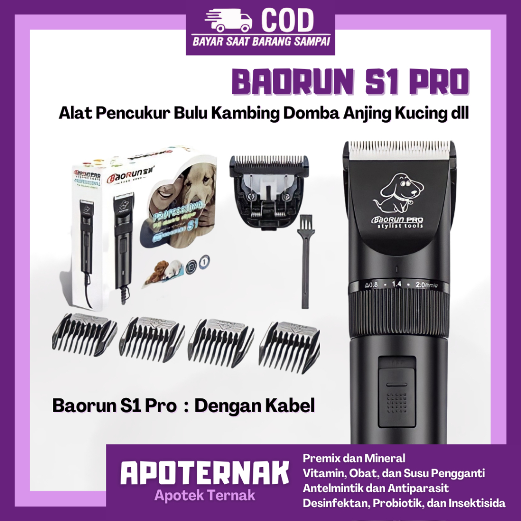 BAORUN S1 Pro Original - Alat Cukur Bulu Rambut Hewan Domba Anjing Kucing Kambing Kelinci - BAORUN