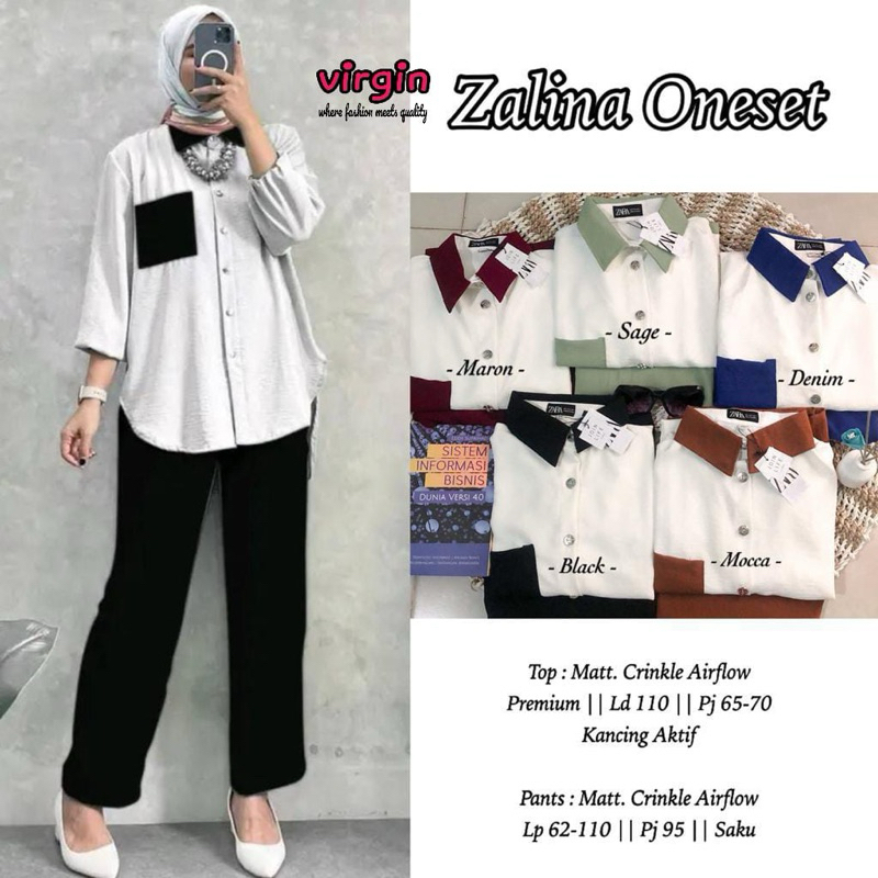 ZALINA ONE SET - Setelan Celana Blouse Busui Wanita Bahan Crinkle Airflow
