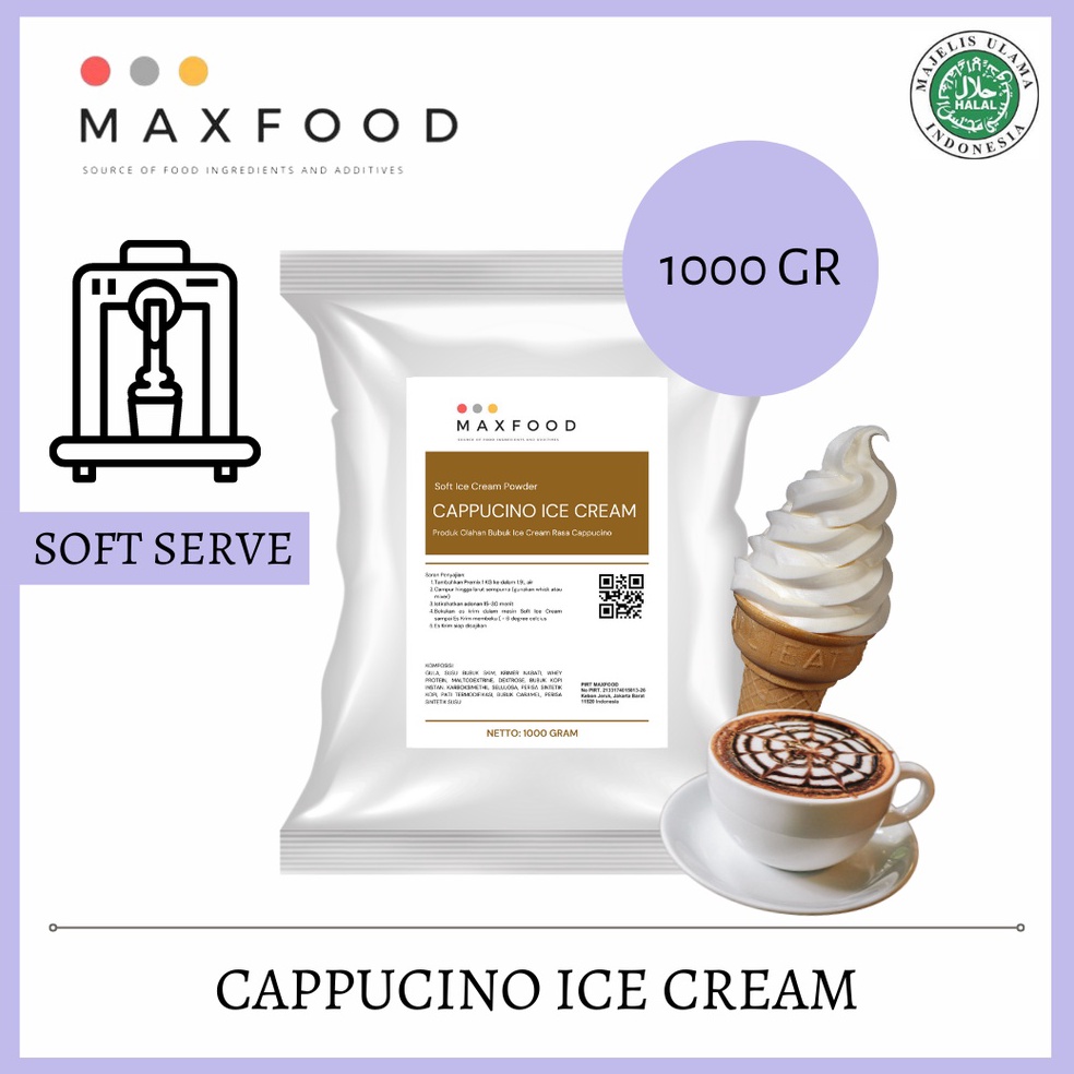 

✦MURAH LEBAY✦ MAXFOOD - Soft Cappucino Ice Cream / Bubuk Es Krim Cappucino 1 Kg