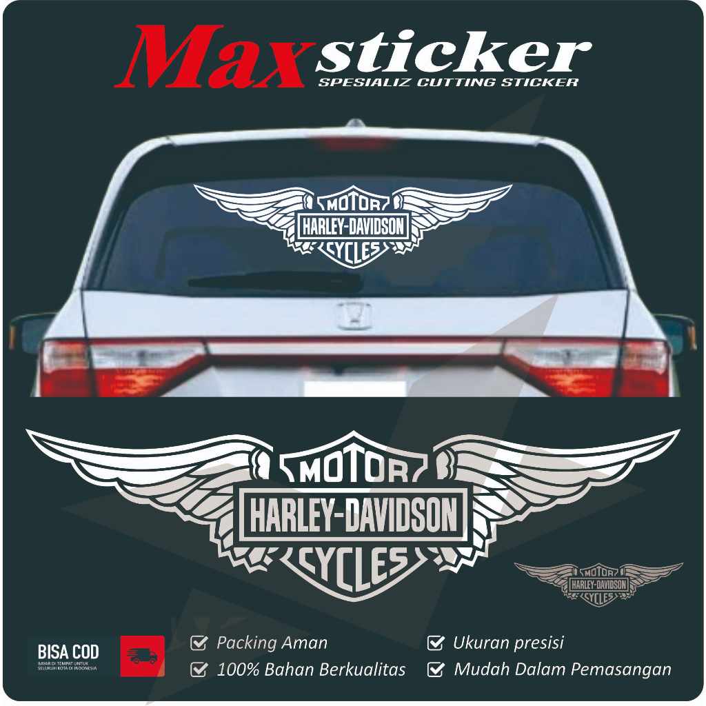 Stiker Sayap Harley Davidson kaca belakang mobil