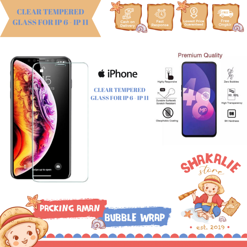 Clear Tempered Glass For Iphone 6 / 7 / 8 / X / 11 Anti Gores Kaca Bening HP IPHONE