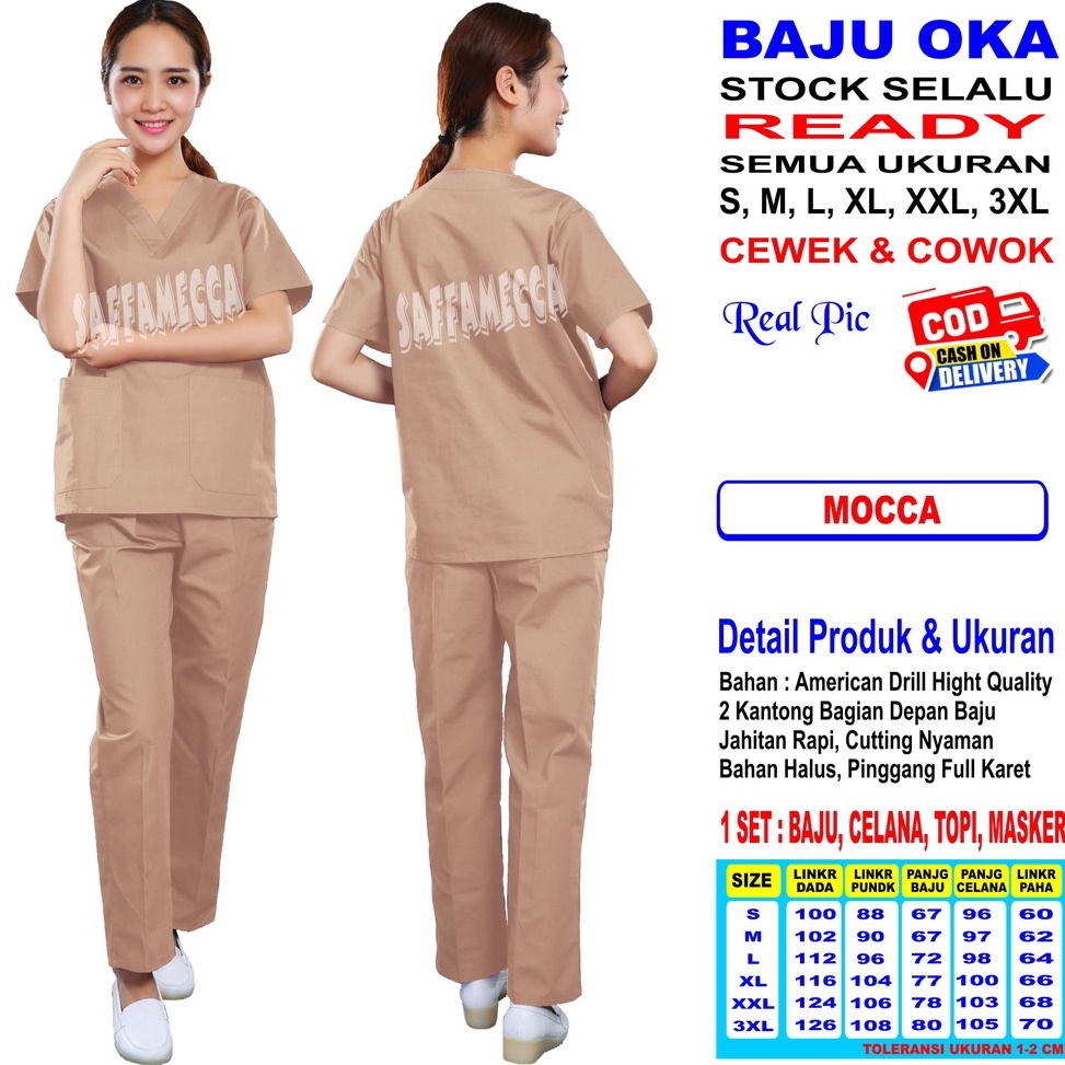 Baju Ok Baju Oka Warna Mocca Pendek Pria Wanita