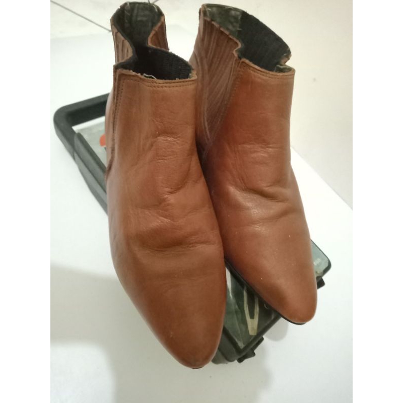 ankle boots wanita coklat kulit asli 37