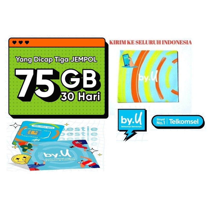 Promo Kartu Perdana by.U  by. u byu bayu Kuota 75 GB 30 Hari