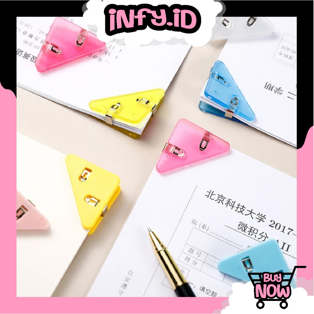 

INFY - Klip Kertas/Klip Binder/Klip Sudut Kertas Segitiga Warna Warni S115