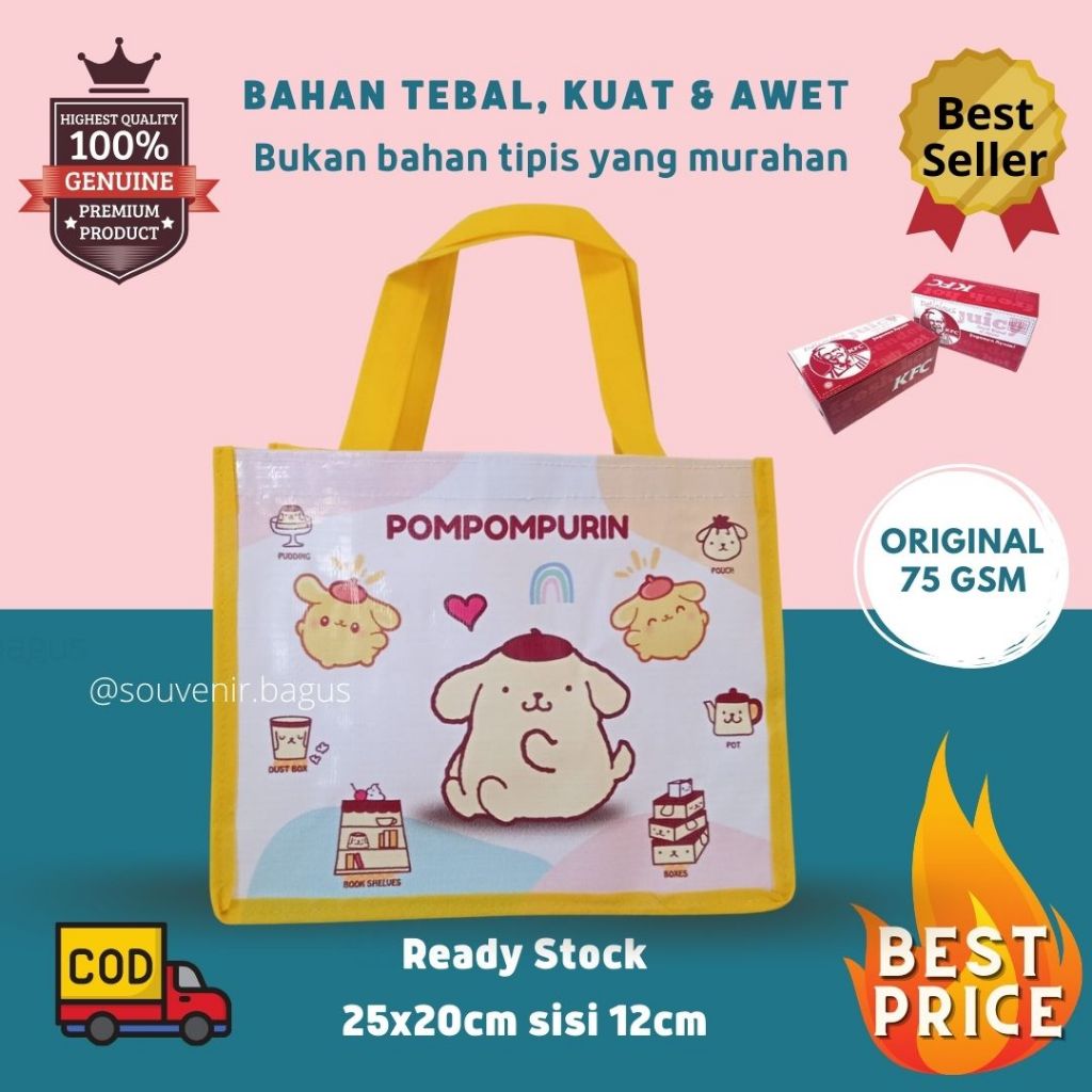 

Tas ultah pompompurin souvenir ulang tahun hampers pompompurin murah temen hello kitty keropi kuromi sanrio