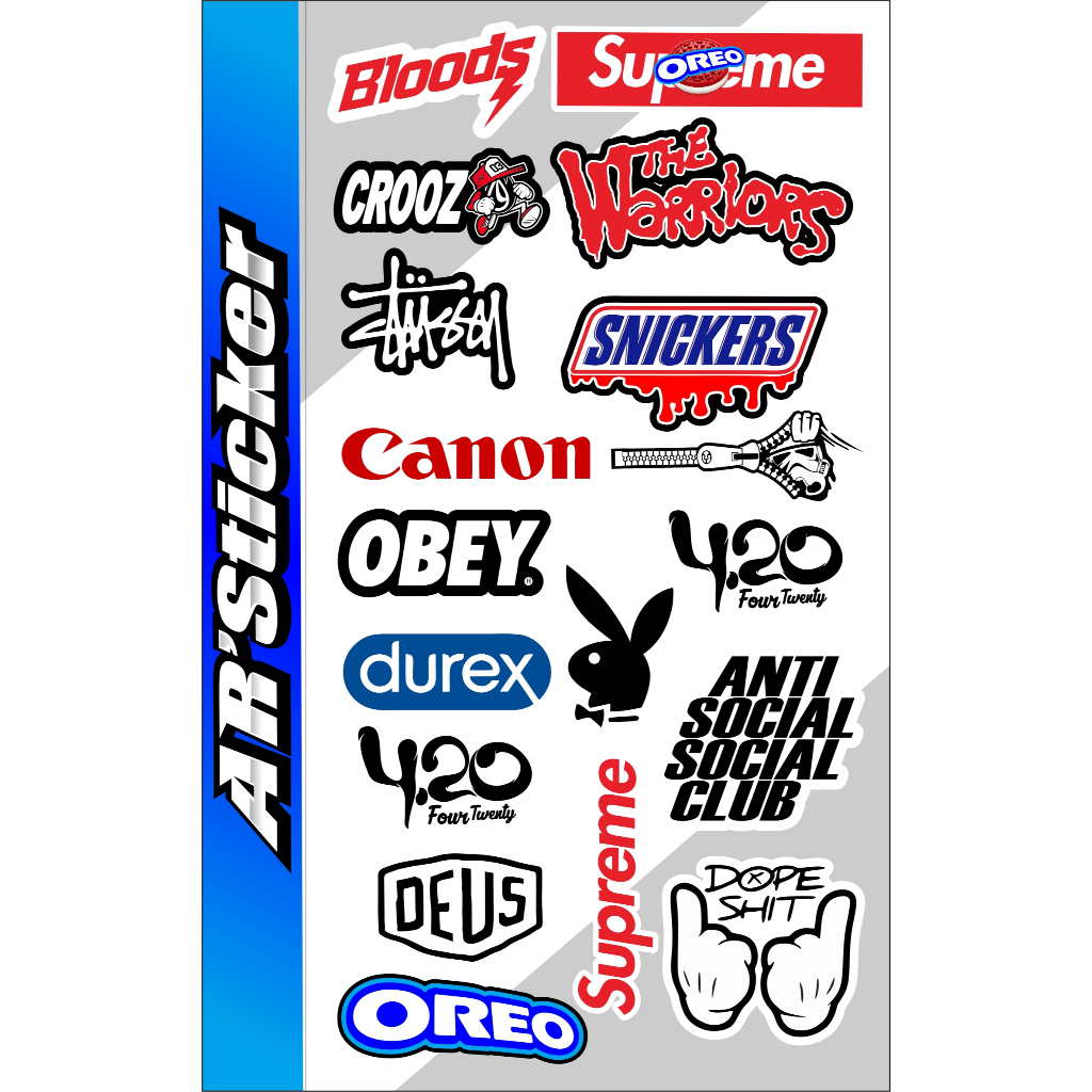 

AR Sticker Pack DISTRO, Sticker Vinyl Aesthetic Logo Untuk Laptop Case Hp Tumbler Anti Air AR 02