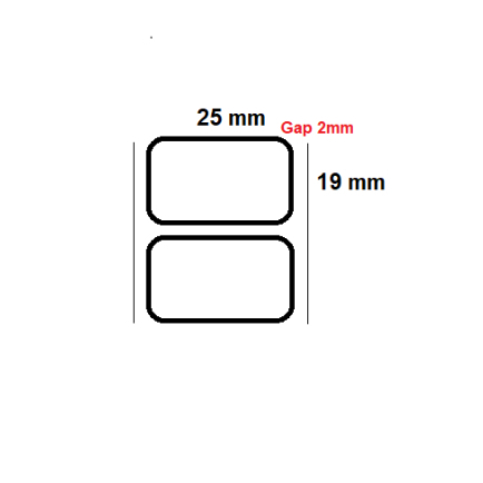 

Thermal TOP 25x19mm 1 Line 200pcs Gap 2mm, Core 1" (1 Pack 50 Roll)