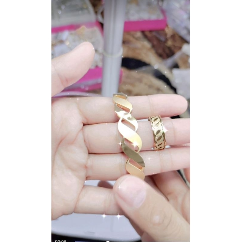 set gelang dan cincin titanium